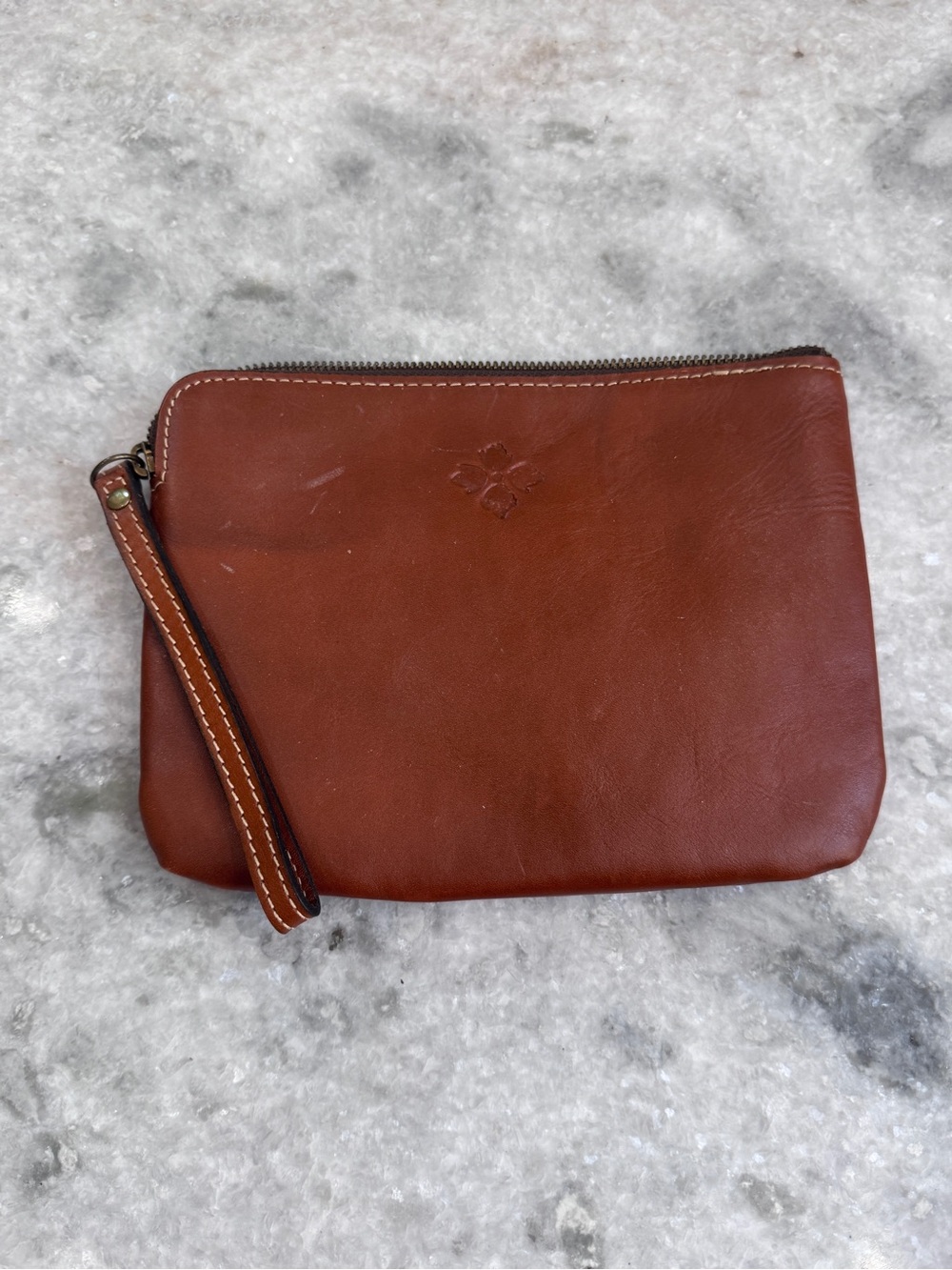 Patricia Nash Leather Wristlet Pouch - Brown